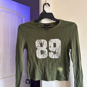 Forever 21 Olive Ribbed Knit Top